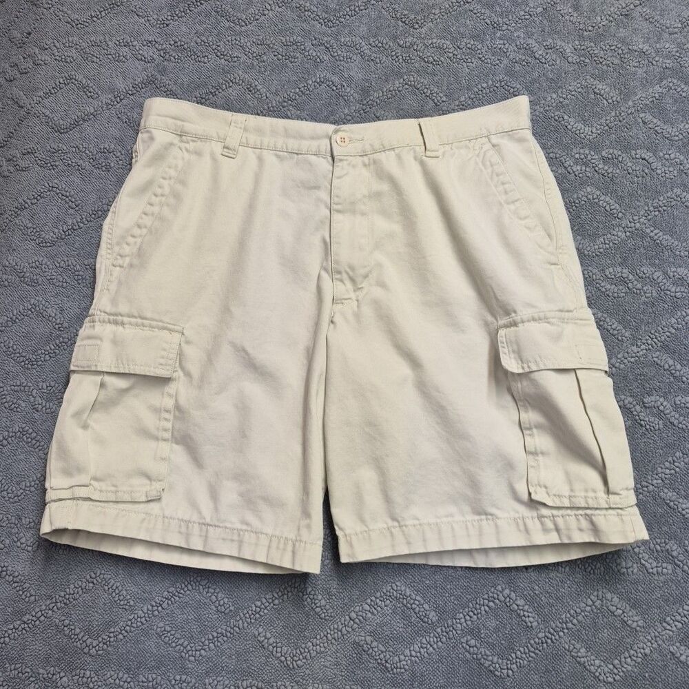 Dockers Mens White Cargo Shorts Size 36 Flat Front Cotton Casual Summer Pants